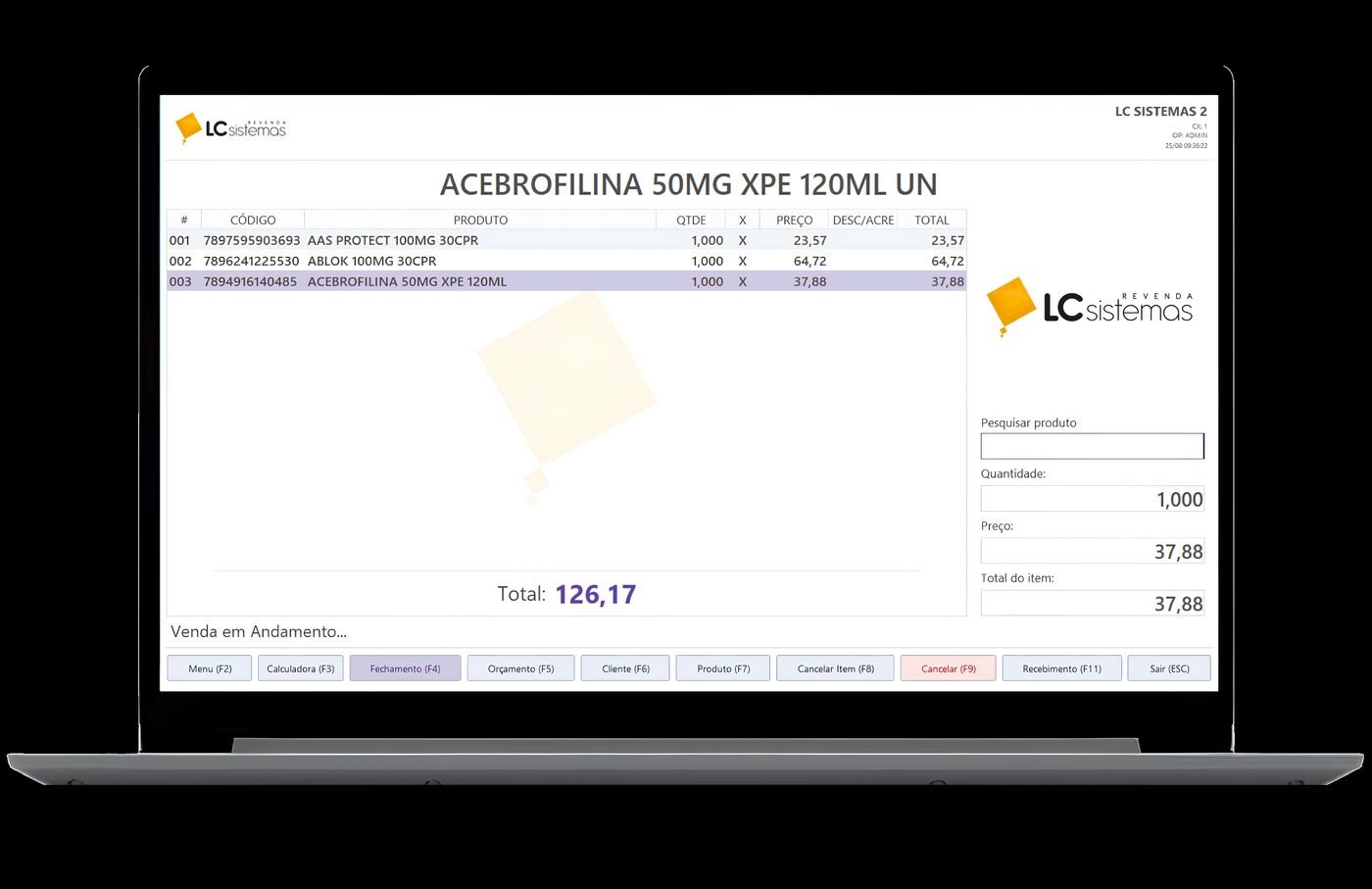 Tela do PDV do LC Sistemas ERP